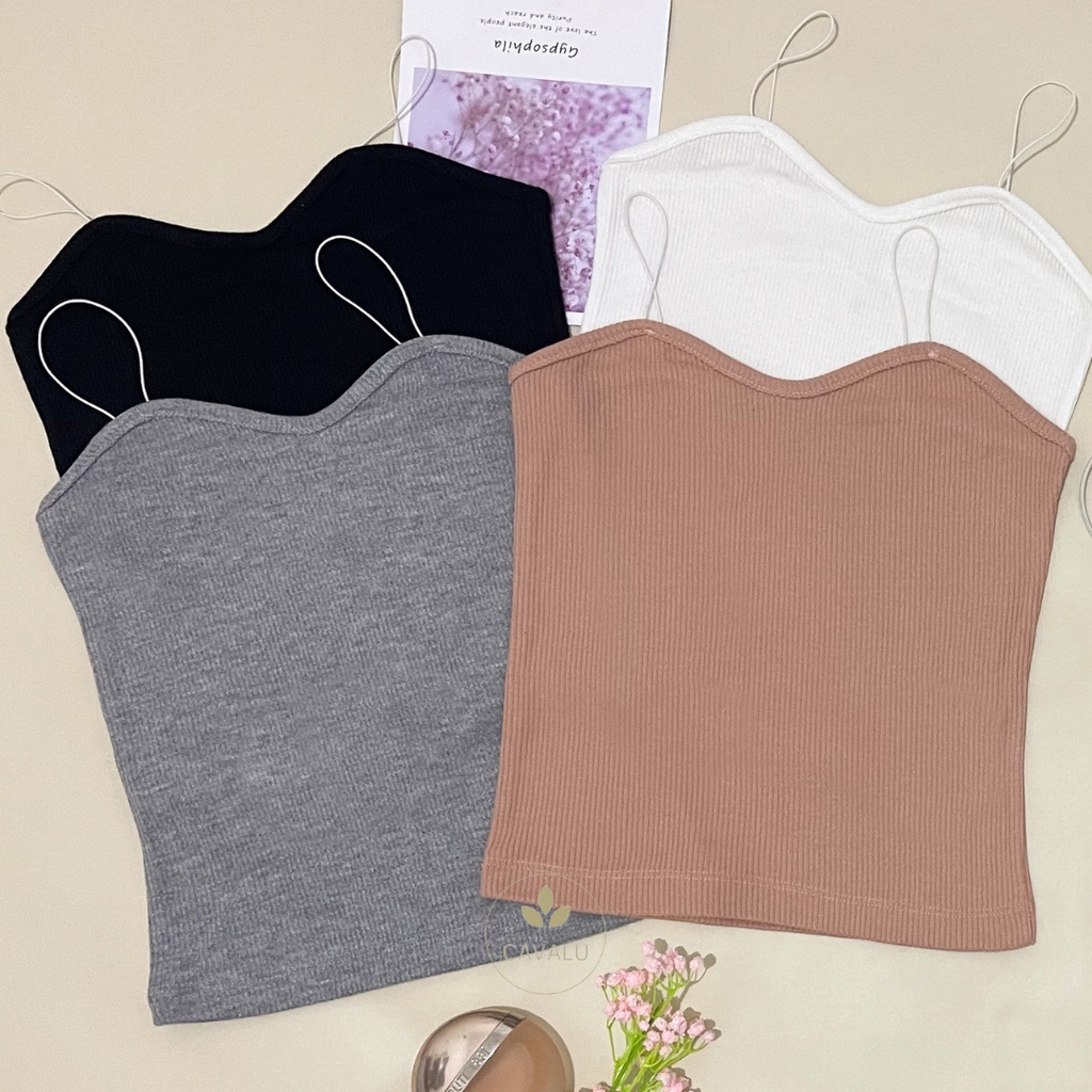 CAVALU Korean Tanktop Crop Top Korea Tank Top Spaghetti Baju Atasan Wanita 051