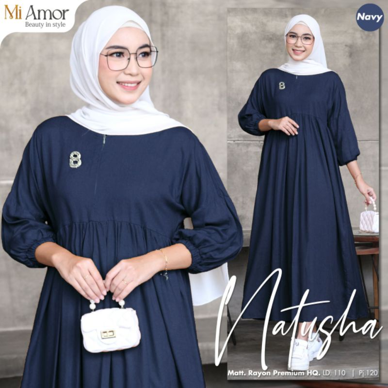 Baju gamis wanita natusha midi dress by mi amor