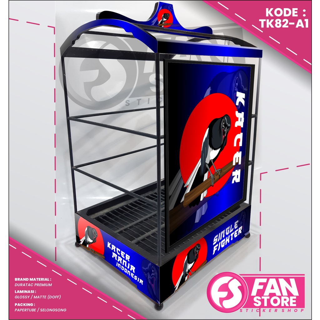 Stiker Decal SANGKAR KOTAK SINGLE FIGHTER - Decal Sangkar Burung Kacer Kotak