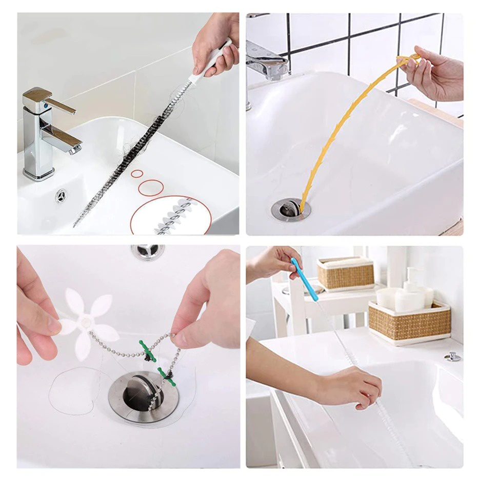 Pembersih  ledeng pembuangan air Penjepit Pembersih Pipa Pembuangan Pipe Sink 0.8m Gray Bebas Buntu Hair Sewer Sink Cleaning Brush pengambil rambut kotoran