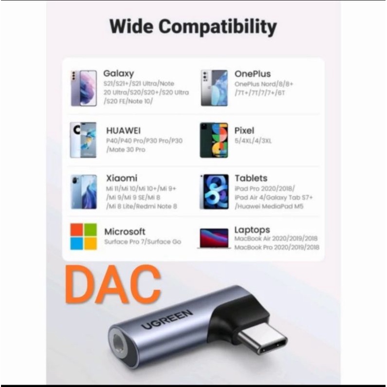 Ugreen Usb C to Audio DAC Support PD Charging - Ugreen Kabel Audio Aux 3.5mm DAC Usb 2 in 1