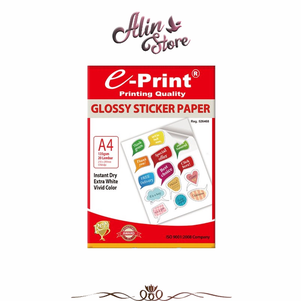 

Sticker Glossy A4 135 Gsm 20 Lembar e-Print