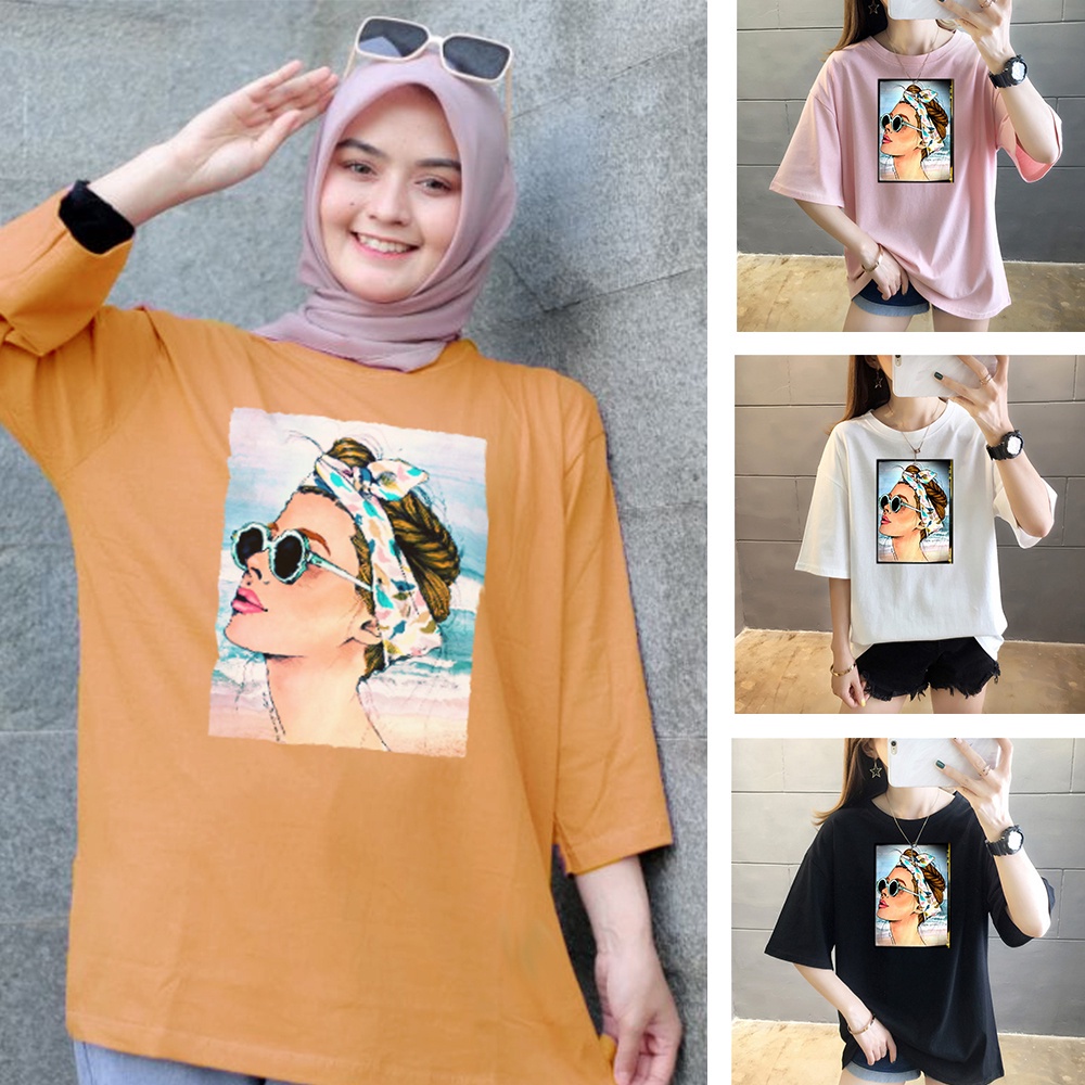 ASY Kaos Katun Wanita Lengan Panjang 3/4 - Hijab Colaboration