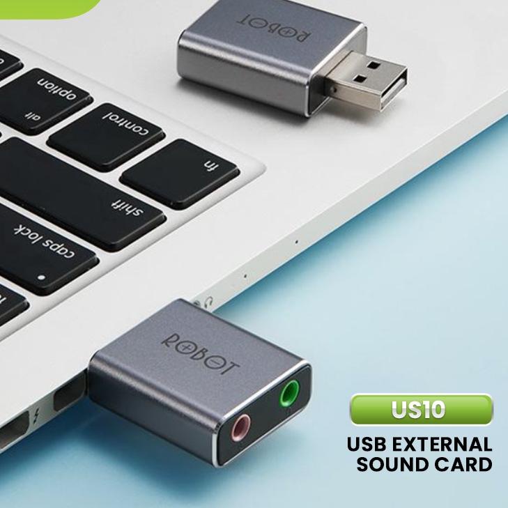 ARTXx4X8--ROBOT USB Sound Card US10 USB 2.0 Silver External Sound Card / Audio Port Noise Cancelling