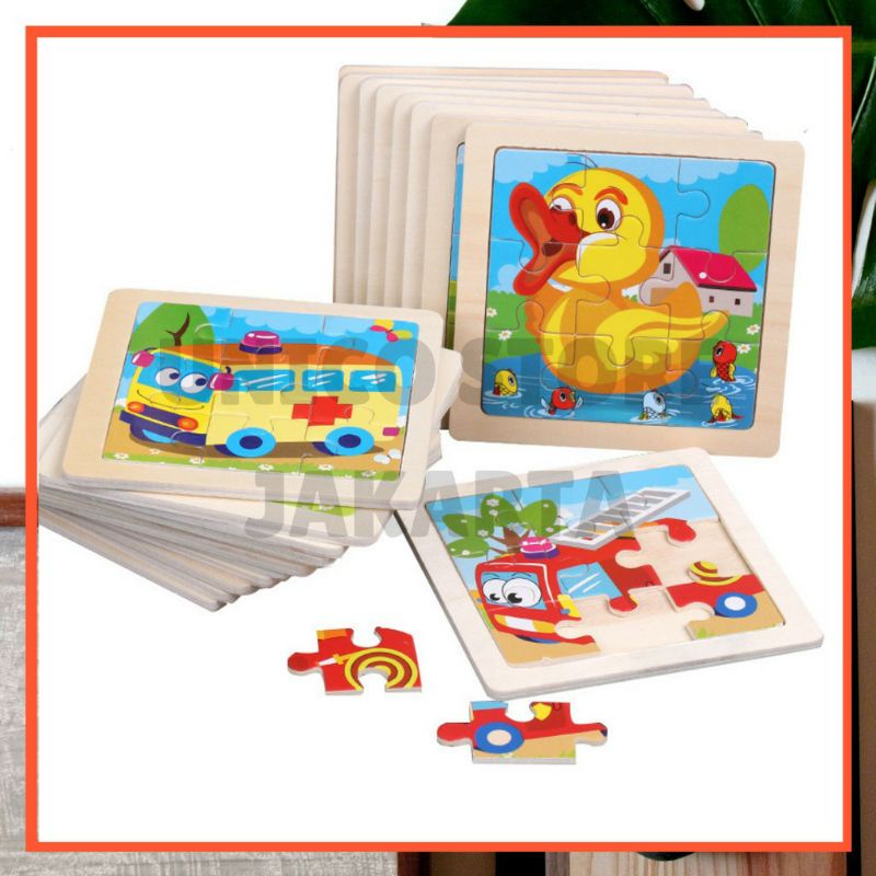 Mini wooden puzzle kayu anak mainan edukasi jigsaw