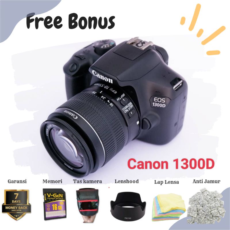 Kamera Canon 1300D + Lensa 18-55Mm + Memori + Garansi