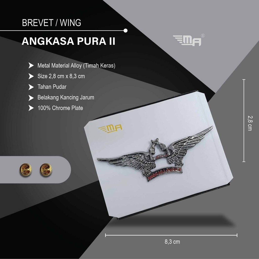 WING ANGKASA PURA II PDH BRIVET BREVET PIN ANGKASA PURA II