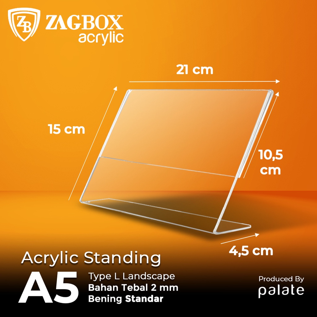 ACRYLIC A5 LANDSCAPE TYPE L / AKRILIK BROSUR A5L LANDSCAPE 2MM - STANDAR
