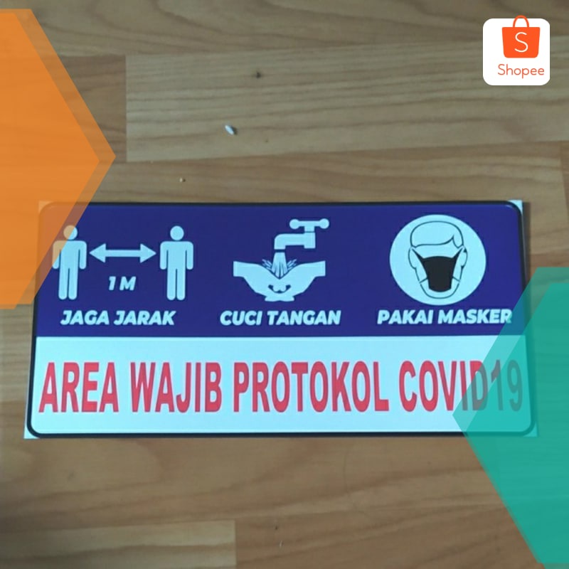 

Murah Stiker Vinyl Area Wajib Protokol COVID 19 Safety Sign K3 - 20x40cm Elegan