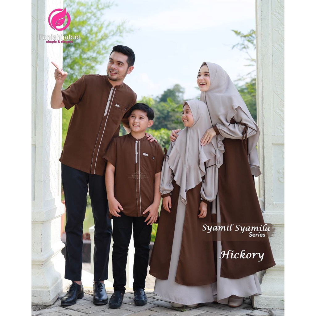 Sarimbit Syamil Syamila Hickory / Sarimbit Fania Hijab 2023 / Gamis Fania Hijab terbaru / Syamil Sya