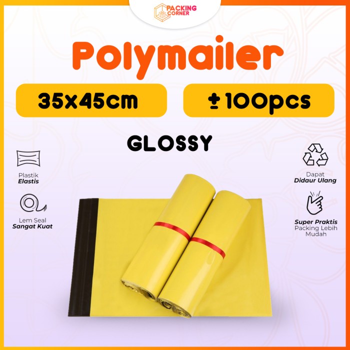 

Trendi Plastik Packing Polymailer Warna Kuning 35X45 Isi 100 Pcs Tebal Glossy Hot Sale