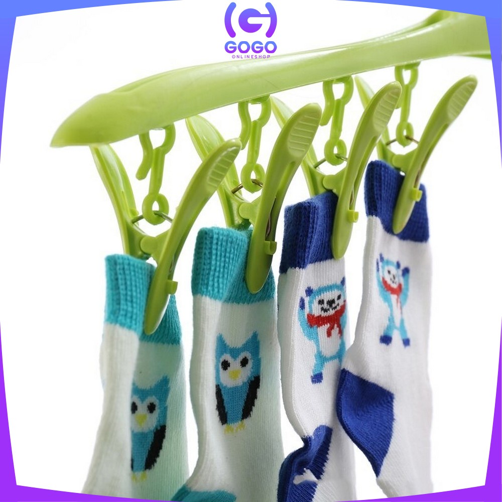 GOGO-C281 Hanger Baju Jepitan 8IN1 / Gantungan Jemuran Baju Plastik Tebal / Hanger Kaos Kaki / Gantungan Pakaian Dalam