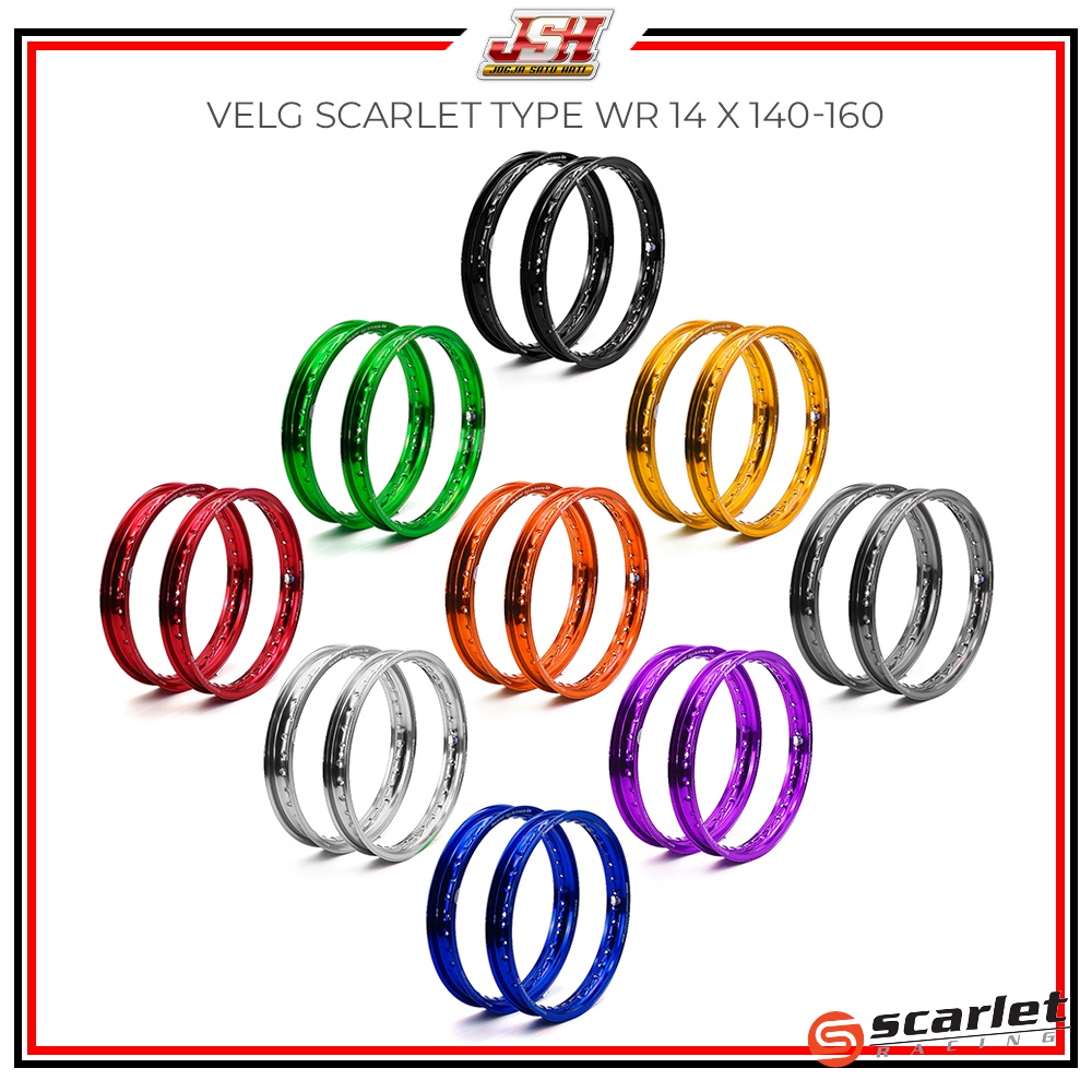 Velg Set Velek Lingkaran Aluminium Scarlet Type WR Ring 14 140 160 185 215 Universal Beat Mio Vario 