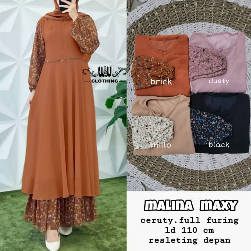 MALINA MAXY | PAKAIAN WANITA DRESS GAMIS | BY W&W