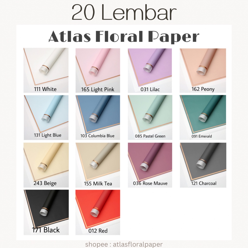 

[20 LEMBAR] Flower Wrapping Paper Transparent Gold Frame Cellophane Waterproof Kertas Buket Florist