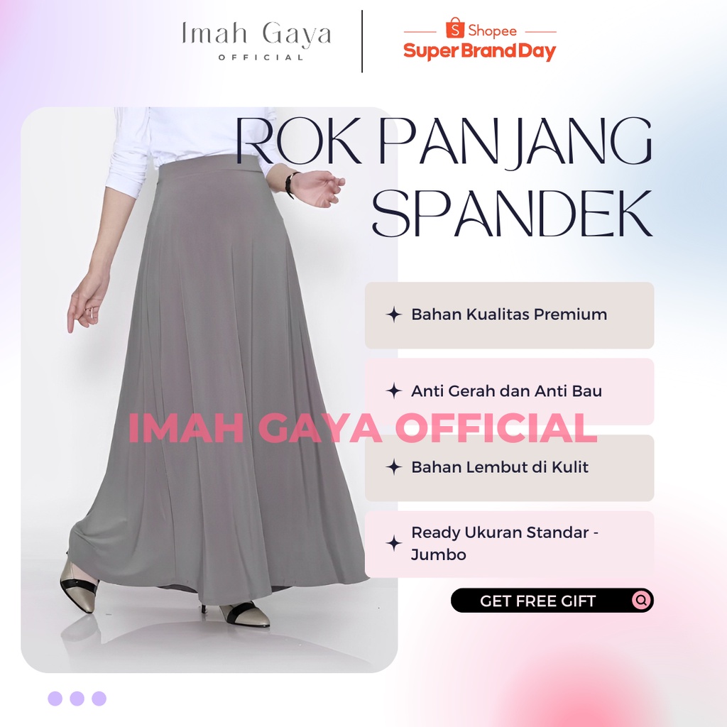 Rok Panjang Jersey Wanita Dewasa Jumbo Panjang Polos Spandek Jersey High Quality Rok Panjang