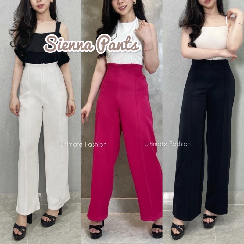 Sienna Zipper Cullote Pants - Celana Kulot Resleting Bahan Scuba Premium Tebal - Celana Wanita Import High Waist Korea Kekinian Terbaru 871