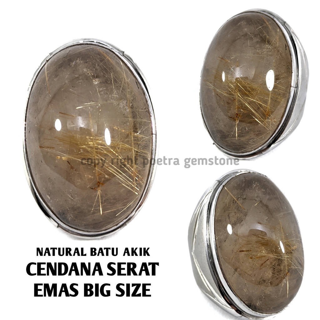 Natural Batu Akik Cendana Serat Emas Big Size CE01