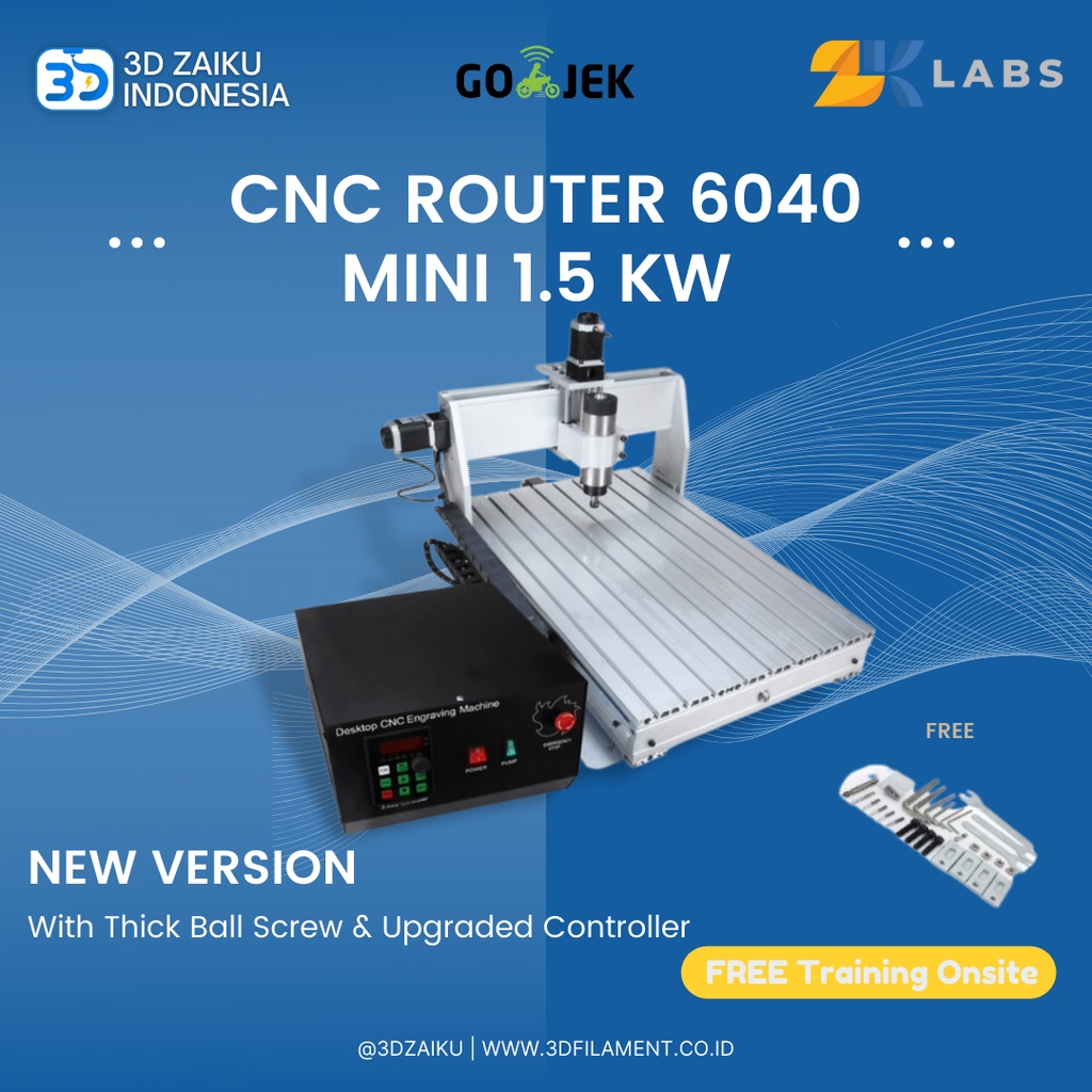 Zaiku CNC Router 6040 Mini Mesin CNC PCB Milling with 1.5 KW Spindles