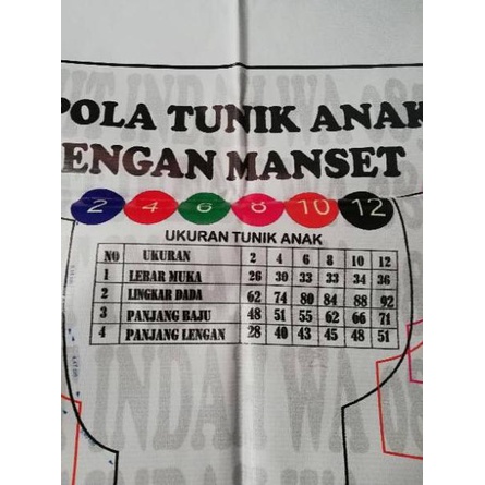 {MOJ.18Oc22ᴷ} pola jiplak Pola Baju Anak  pola jahit Pola Tunik Anak LENGAN MANSET