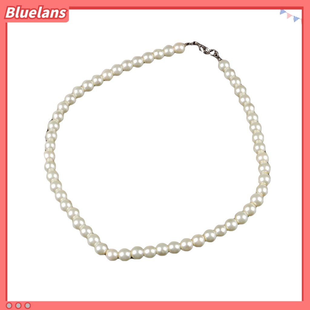 Bluelans Necklace 8mm Imitation Pearls Elegant Women Metal Lobster Clasp Necklace