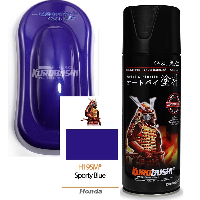 Honda Colours Samurai Paint Kurobushi Cat Semprot Pilox Pilok H195M* SPORTY BLUE / Biru Metalik (400ml)