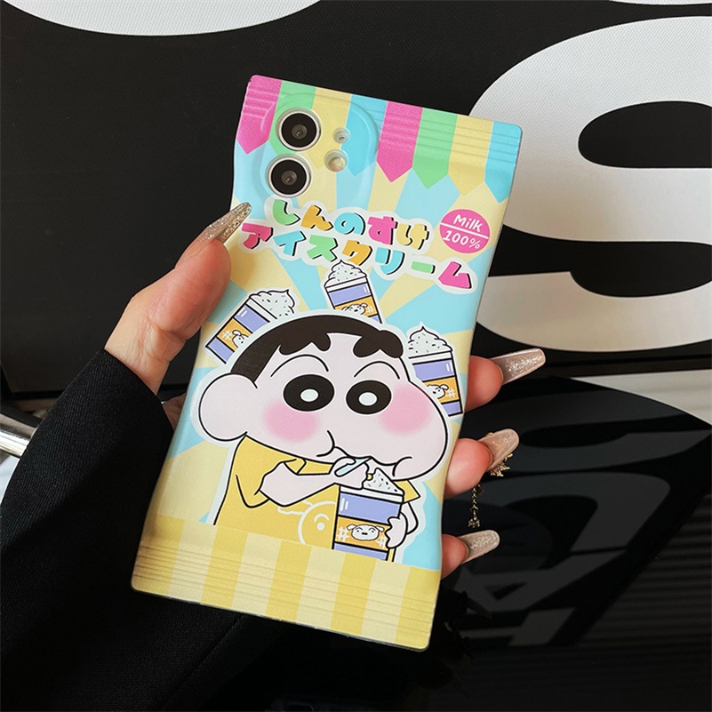 Soft Case Silikon Motif Crayon Shin Chan Untuk iPhone 14 13 12 11 Pro Max X Xr Xs Max 8 7 6 6s Plus SE 2020