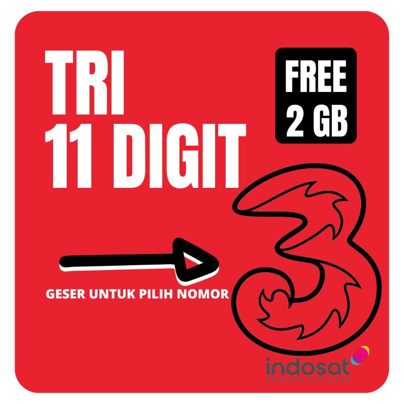 Nomor Cantik Tri 11 Digit Kartu Perdana Tri Cantik Three Rapih