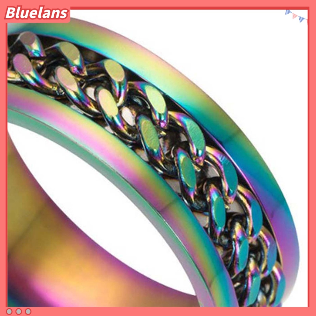 Bluelans Chain Rotatable Chain Glittering Jewelry Gift Men Finger Ring