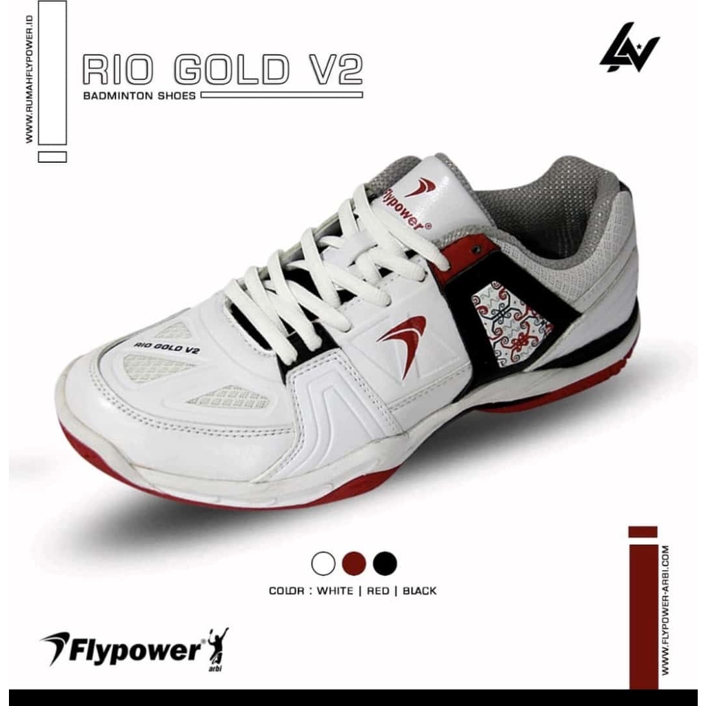 Sepatu Badminton Flypower Rio Gold V2 Original