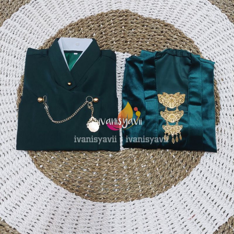 [1 Set] Beskap Solo + Kebaya / Warna Hijau BotoL || Atasan Baju Prewedding