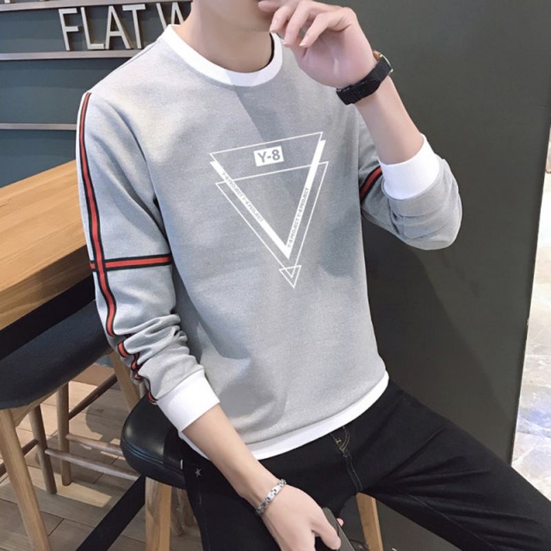 Sweater crewneck pria PEOJECT STRIP termurah/sweater basic kekinian bahan fleece tebal