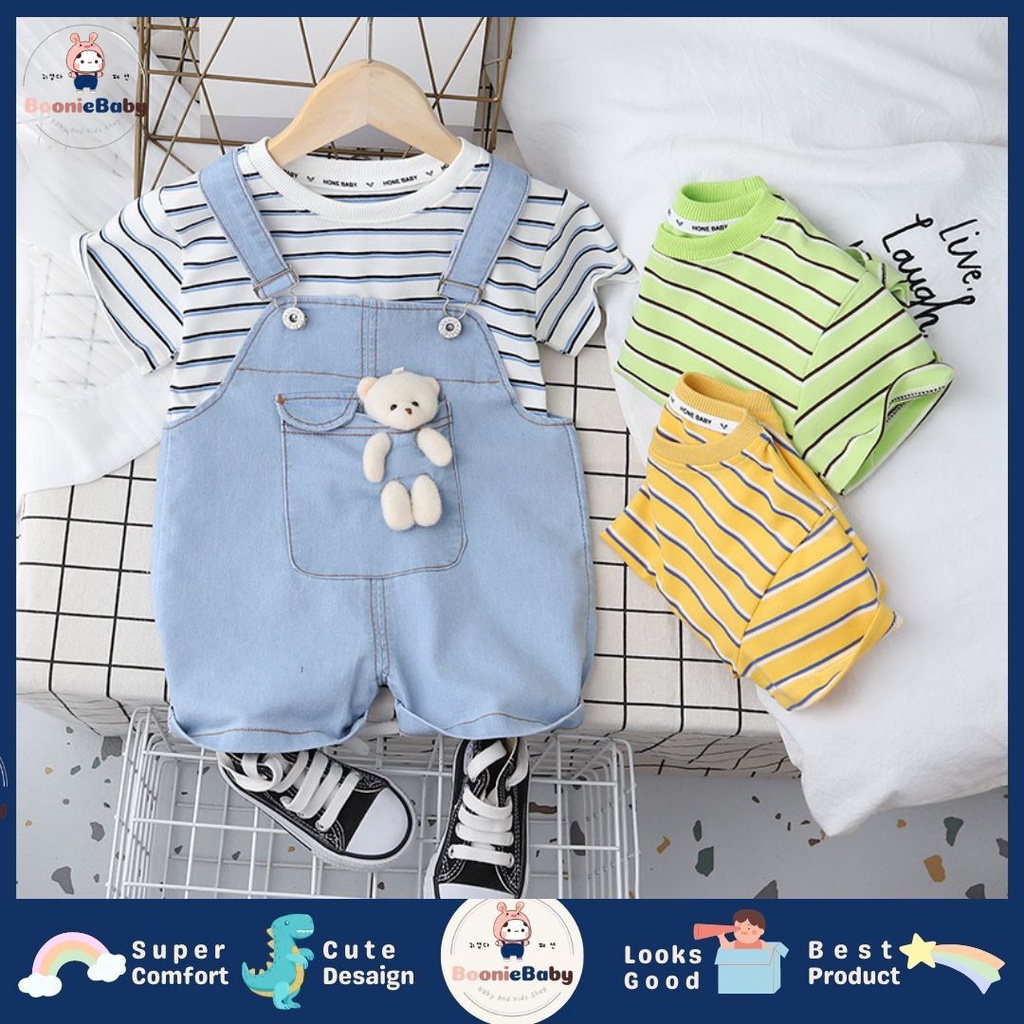 boonie setelan baju anak laki laki import Setelan anak cowok import baju anak laki laki import motif garis simple SET ANSOP H BEAR