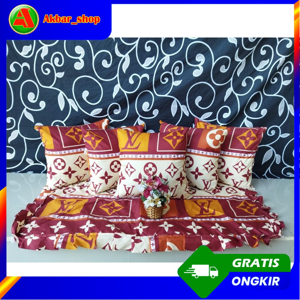 SET SARUNG BANTAL SOFA PLUS TAPLAK MEJA 6 iN 1