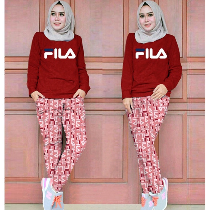 [SET FIALA M FT]setelan wanita babytery merah