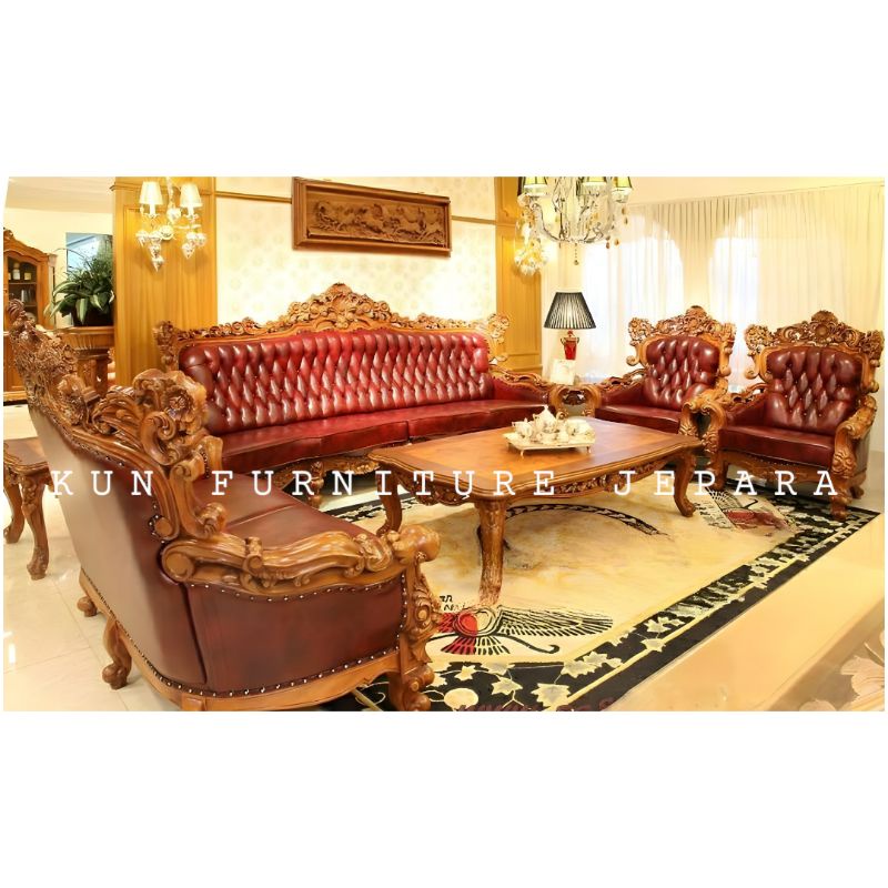 kursi tamu Barcelona jumbo 4211 kursi tamu sofa ukir mewah Jepara kayu jati