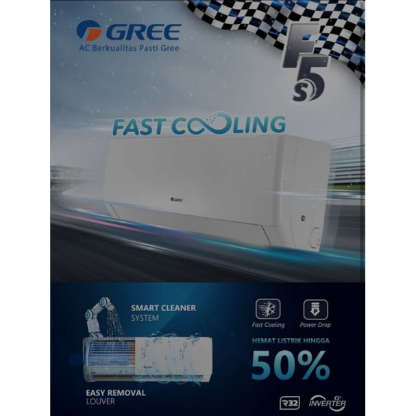 NEW! PROMO! AC GREE 1 PK AC GREE INVERTER 1 PK AC GREE GWC - 9F5S + PASANG