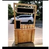 gerobak /atubot minuman bahan kayu jati Belanda finishing natural mengkilat