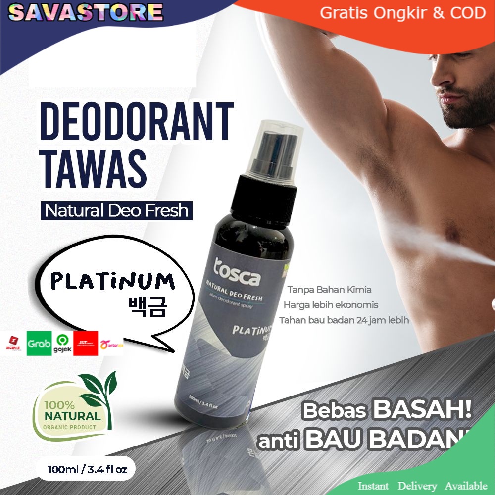 TOSCA Natural Deodorant Spray Khusus Pria 100ml deodorant tawas alami untuk laki - laki