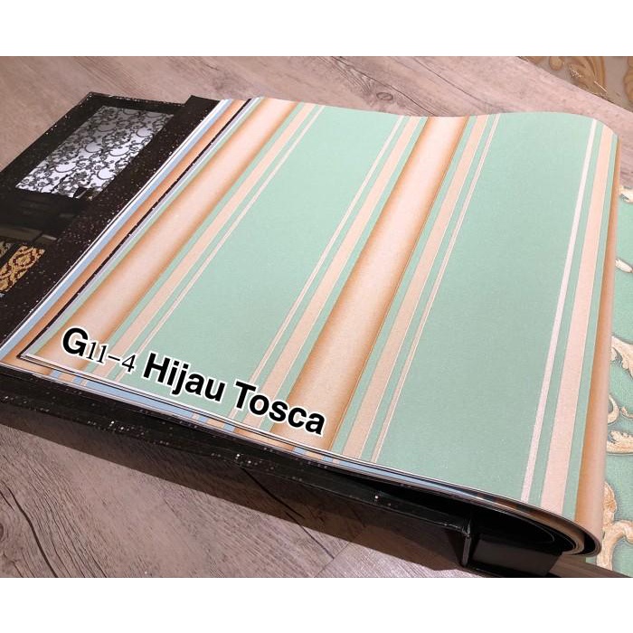 Wallpaper Wallpaper Dinding Murah Garis Salur Hijau Tosca - Biru Muda Modern