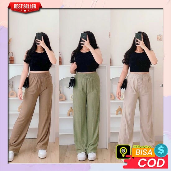 Celana Kulot Promo Cuci Gudang Tiara Pants Rajut Tebal (Dijamin Tebal) / Celana Kulot Wanita Rajut /