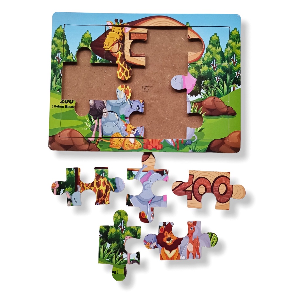 Mainan Kayu Pintar Puzzle Kayu Jigsaw Gambar Zoo Bisa COD