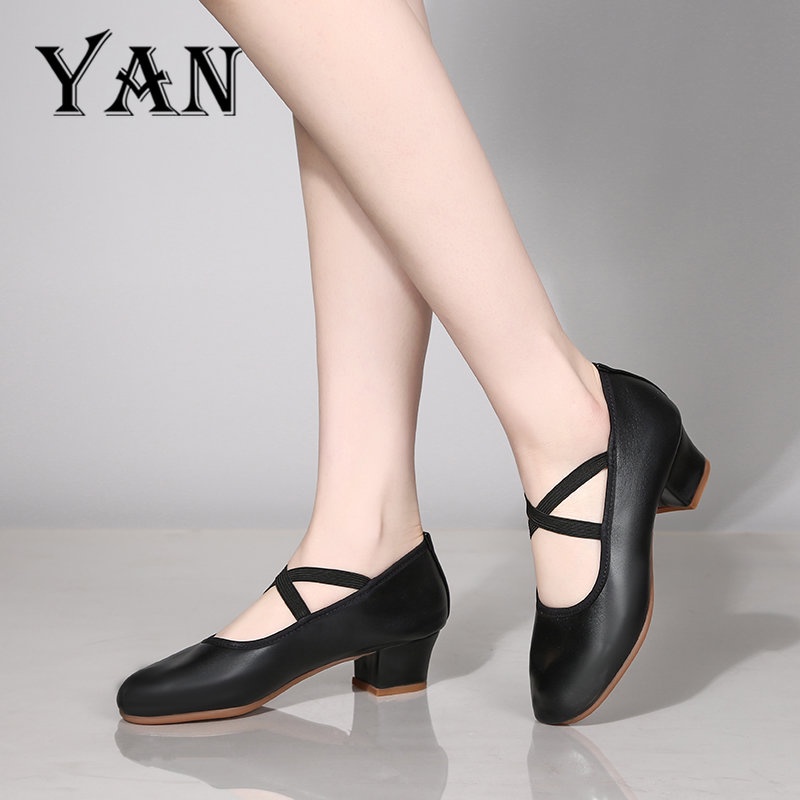 YAN Sepatu Dance Wanita Hak 4cm Sepatu Heels Sepatu Dansa Latin/ Line Dance Heels