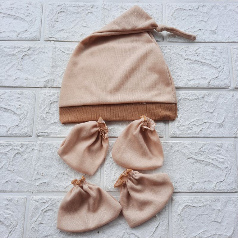 TOPI SET bayi Baru Lahir Seri Coklat Murah Satuan