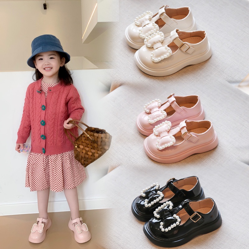 CG SH52-Sepatu Anak Perempuan Import Vintage Bow Pearl