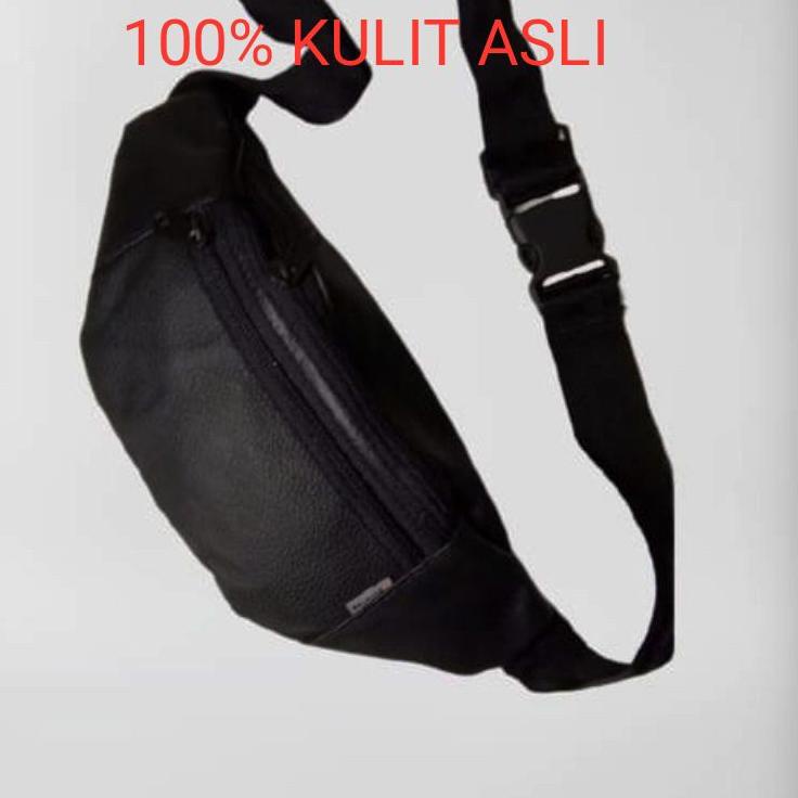 Chekout Tas SELEMPANG Kulit Pria Waistbag Kulit Asli Sapi Premium Anti Air Waisbag Kulit Tas Slempan