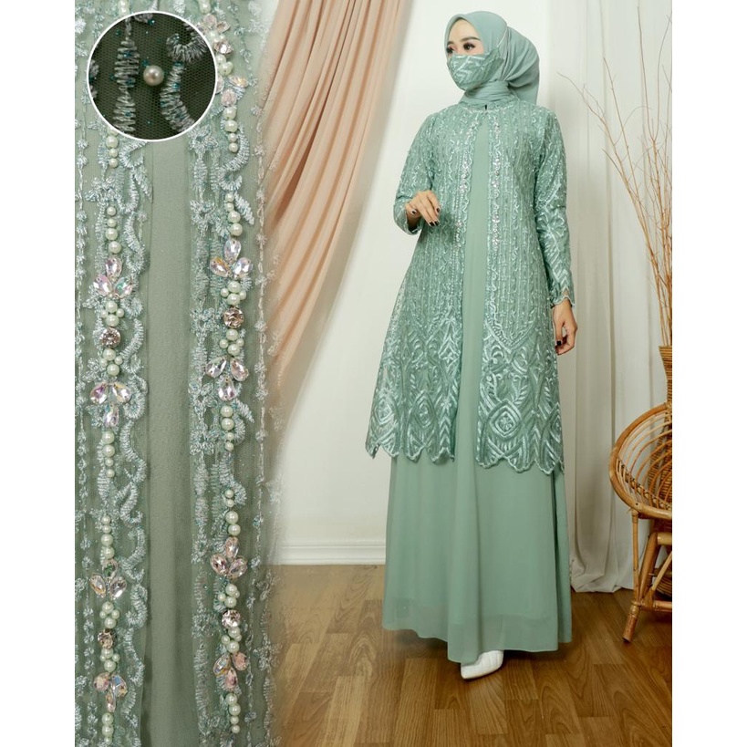 Gallery kebaya - Gamis cardigan II tile mutiara mix baby doll / kebaya modern terbaru