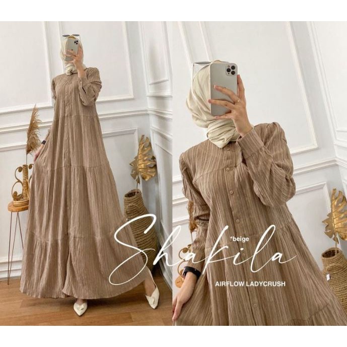 (MSB) GAMIS ADISTY RUFFLE FULL KANCING BUSUI DRESS LADY CRUSH