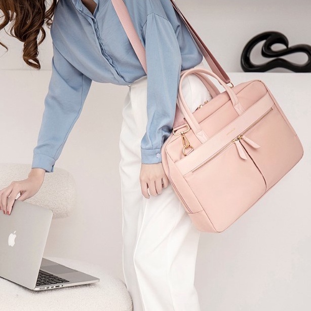 Tas Fashion Wanita Multifungsi Jinjing Kerja Kuliah Selempang Slempang Sling Bag Ipad Tablet Macbook Air Pro Laptop Asus Acer Lenovo HP Huawei 11 12 13 14 15 15,6 inch Motif Polos Warna Pink Abu Murah Korean Model Tali Waterproof Slot Stationary Kantong