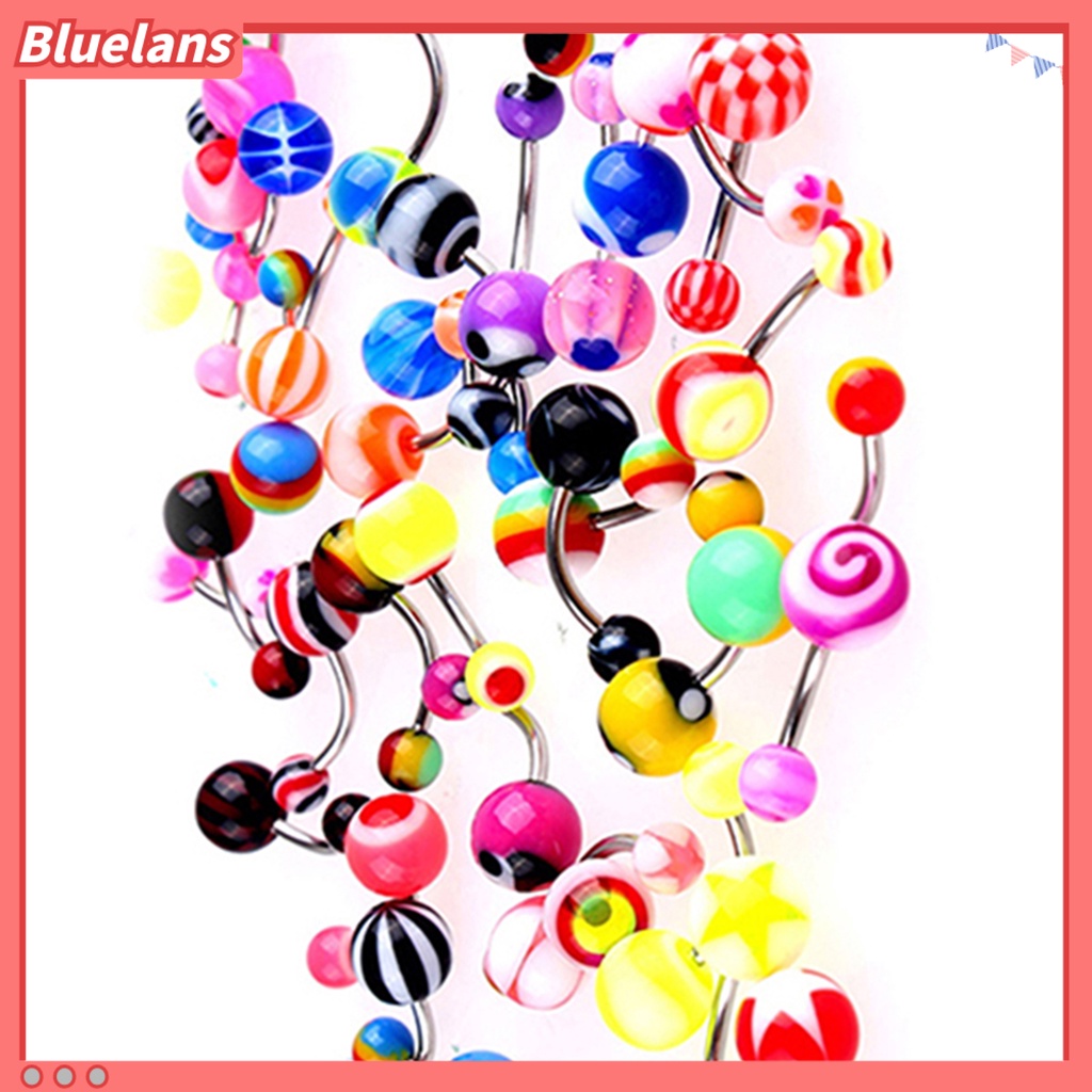 Bluelans 30Pcs Navel Rings Sexy Decoration Acrylic Colorful Barbell Body Piercing Belly Buttons